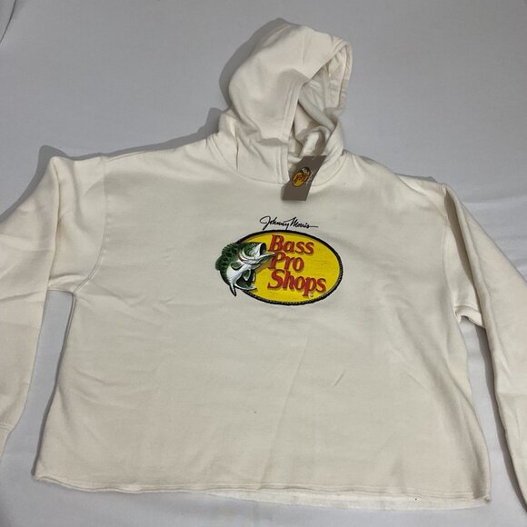 Johnny Morris Bass Pro Shops Logo Hoodie S/P Cream Cotton Blend - Picture 3 of 8